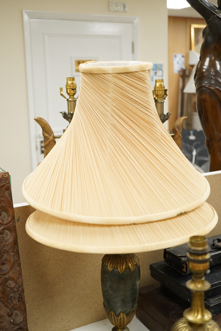 Einar Backstrom - A pair of Swedish table lamps and shades, 33cm high not including light fittings or shade